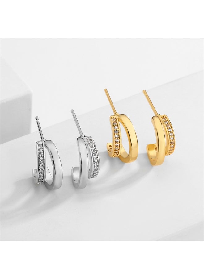 ماركة غير محددة أقراط كريستالية على شكل حلقتين مزدوجتين  - Image 3