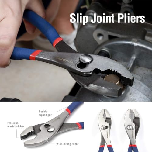 WORKPRO Large Pliers & Wrench Set 6-Piece (10" Water Pump, 10" Slip Joint, 8" Long Nose, 8" Linesman, 6" Diagonal, 8" Adjustable Wrench) for DIY & Home Use, W001329A - Image 4