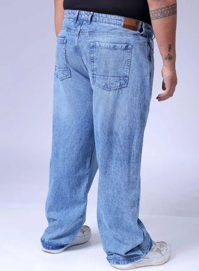 هاردسودا Men Plus Size Baggy Fit Solid Mid-Rise Jeans