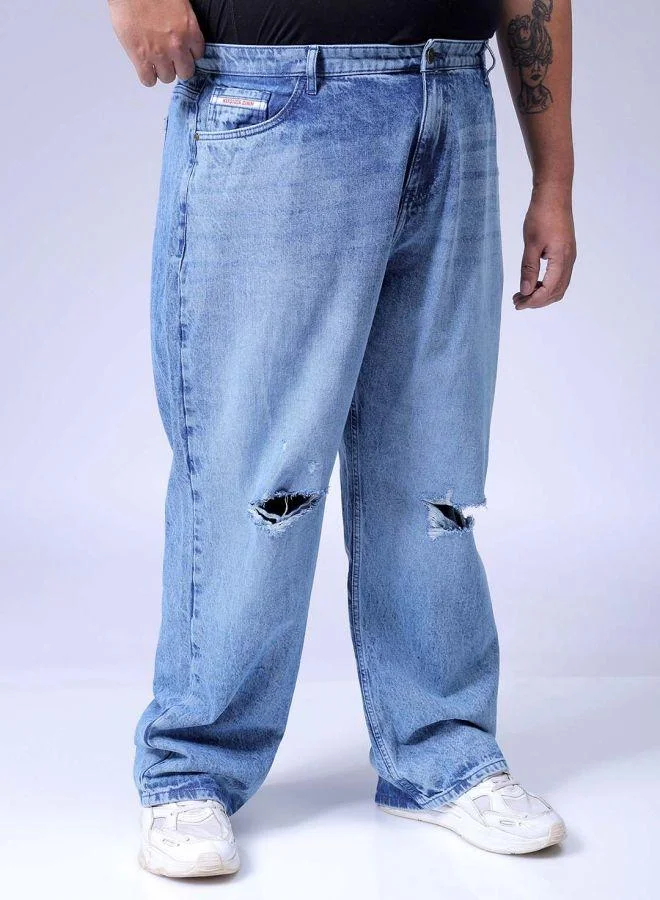 HARDSODA  Men Plus Size Baggy Fit Solid Mid-Rise Jeans for Men | Best Price UAE