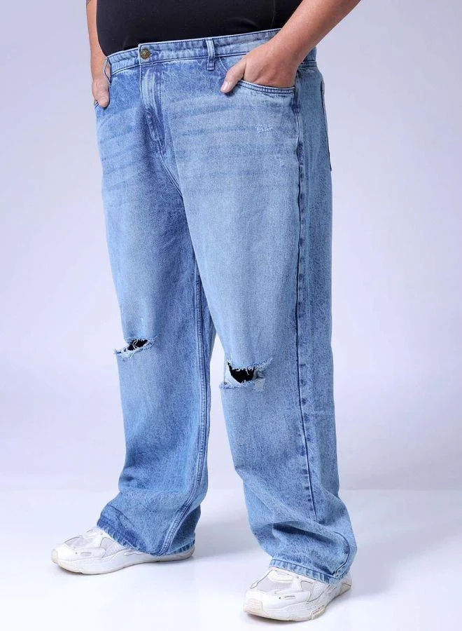HARDSODA  Men Plus Size Baggy Fit Solid Mid-Rise Jeans for Men | Best Price UAE