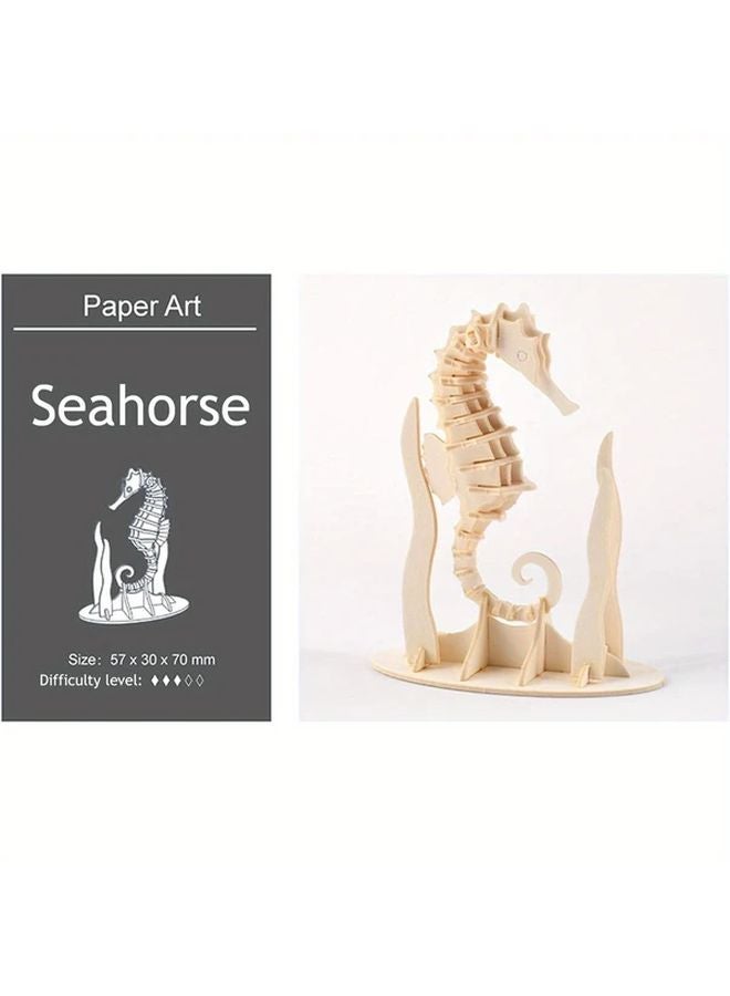 3D Puzzle Seahorse Marine Animal Model DIY Wood Craft Assembly Toy For Teenagers - Image 1