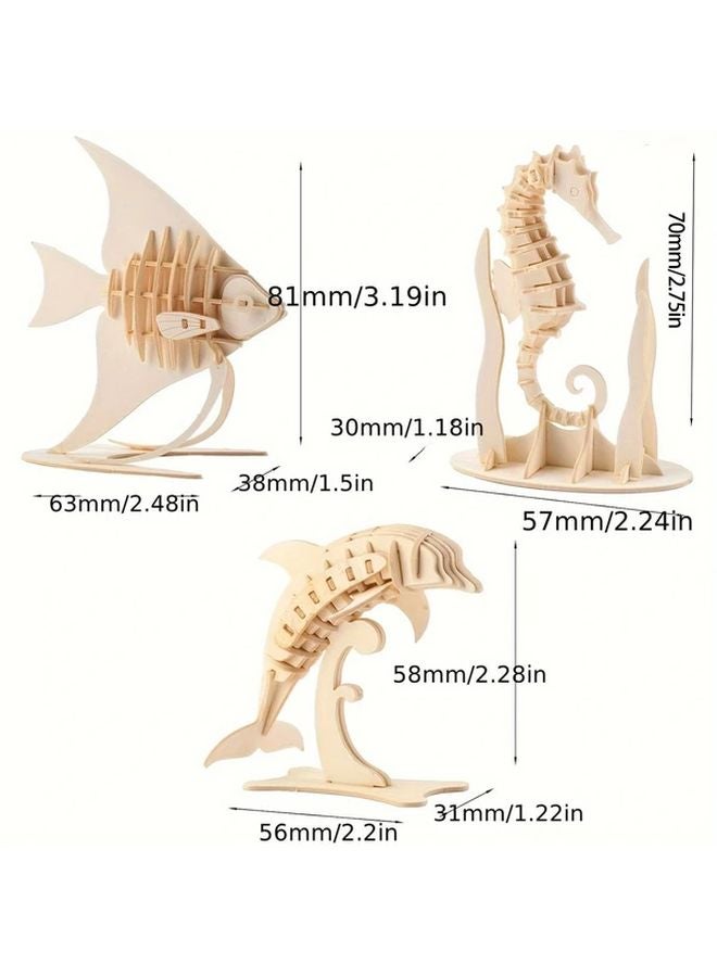 3D Puzzle Seahorse Marine Animal Model DIY Wood Craft Assembly Toy For Teenagers - Image 4