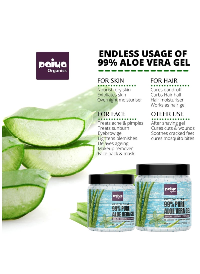 Paiya Organics - Paiya Organics Aloe Vera Gel 99% Pure Crystal Clear 100 GM For Face and Hair Acne and Pimples Paraben Free - Image 1