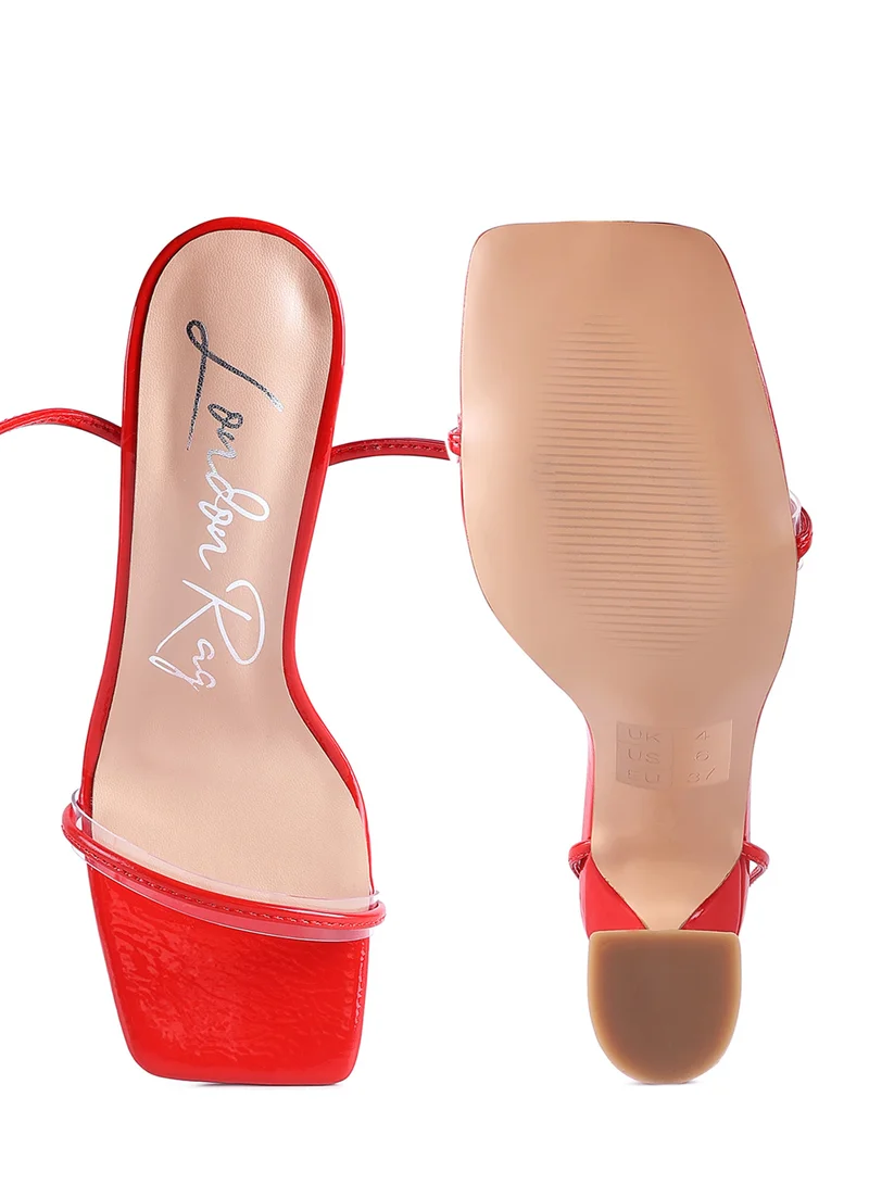 London Rag Spool Heel Lace Up Sandals in Red