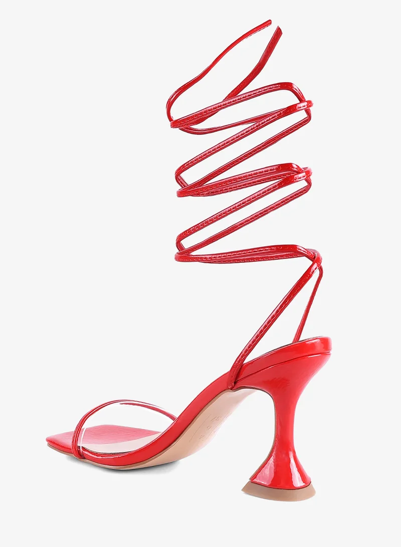 London Rag  Spool Heel Lace Up Sandals in Red for Women | Best Price UAE