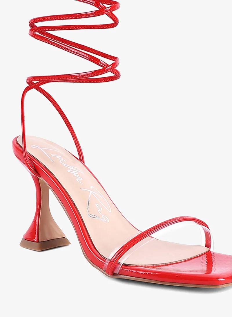 London Rag  Spool Heel Lace Up Sandals in Red for Women | Best Price UAE