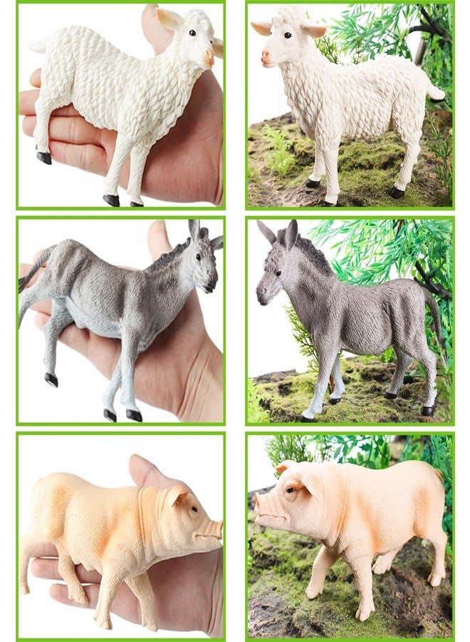 SCAHOW Farm Animal Toys for Kids 3-5 5-7, Realistic Farm Animal Figurines with Cow, Pig, Donkey, Sheep, Goat, Horse Toys - Educational Barnyard Poultry Farm Playset for Boys Girls - Image 4