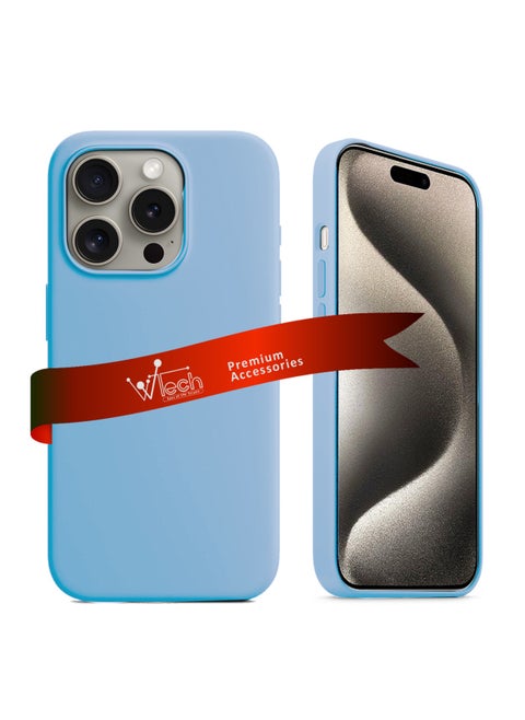 Soft Liquid Silicone Case Cover For Apple iPhone 15 Pro Max 2023 Sky Blue