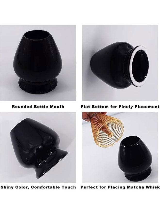 BOUND MOAT - ادوات ماتشا ، طقم شاي ماتشا 4 قطع مع وعاء سيراميك ، خفاقة من الخيزران ، حامل خفاقة ومغرفة تقليدية ، مجموعة تقليب ماتشا لكوب تقليدي من ماتشا أسود - Image 1