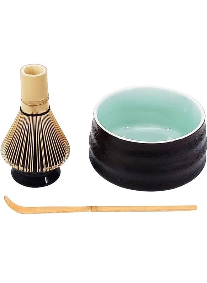BOUND MOAT - 4 Piece Matcha Whisk Set Matcha Tea Set Matcha Whisk,Scoop, Matcha Bowl, Ceramic Whisk Holder, Matcha Tools for Stirring Matcha Tea Gift Kit (Black) - Image 1