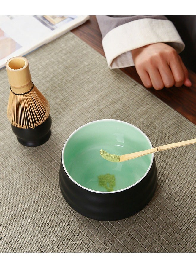 BOUND MOAT - 4 Piece Matcha Whisk Set Matcha Tea Set Matcha Whisk,Scoop, Matcha Bowl, Ceramic Whisk Holder, Matcha Tools for Stirring Matcha Tea Gift Kit (Black) - Image 1