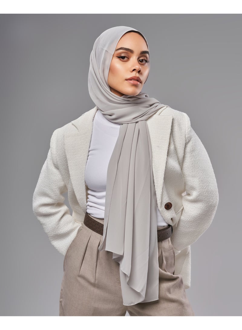 Lavezzi Soft Chiffon Hijab for Women, Solid Color Soft Chiffon Crepe Hijab Scarf – Long Fashion Hijabs Scarves - Muslim Scarf Hijab – Hijab Shawl - Grey - Image 1