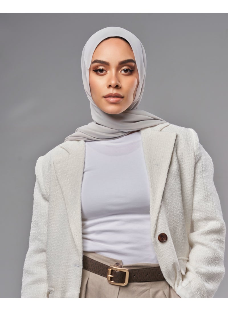 Lavezzi Soft Chiffon Hijab for Women, Solid Color Soft Chiffon Crepe Hijab Scarf – Long Fashion Hijabs Scarves - Muslim Scarf Hijab – Hijab Shawl - Grey - Image 2