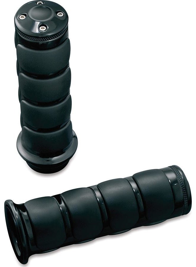 KURYAKYN 6345 Premium ISO Handlebar Grips for Throttle and Clutch: Kawasaki, Suzuki, Victory & Yamaha Motorcycles, Gloss Black, 1 Pair - Image 1