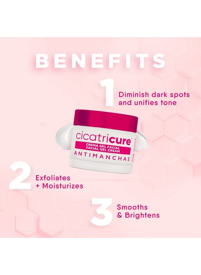 CICATRICURE - Face Moisturizer Antimanchas Brightening Moisturizing Gel Cream Reduces Dark Spots Patches And Boosts Skin Glow + Natural Radiance 1.7 Ounces - Image 1