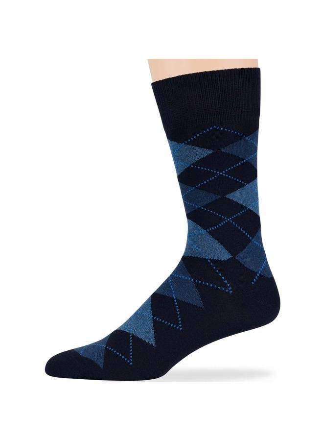 Sumpou Men's Dress Argyle Cotton Socks - 6 Pack - Large - Casual Seamless Socks Size 10-13 Shoe Size 9-12 L Dark Navy (AR02) - Image 5