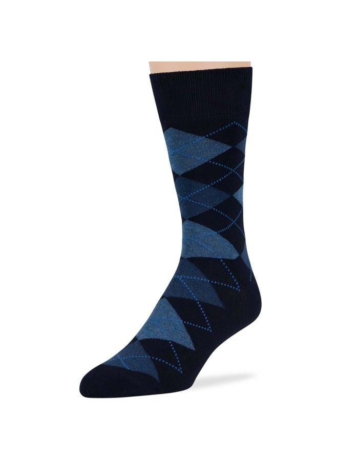 Sumpou Men's Dress Argyle Cotton Socks - 6 Pack - Large - Casual Seamless Socks Size 10-13 Shoe Size 9-12 L Dark Navy (AR02) - Image 4
