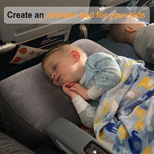 Maliton Inflatable Travel Foot Rest Pillow, Kids Airplane Bed, Adjustable Height Leg Pillow for Air Travel, Make a Flat Bed for Kids and Toddlers, Great for Airplane, Train, car（Grey, 1 Pack） - Image 4