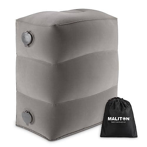 Maliton Inflatable Travel Foot Rest Pillow, Kids Airplane Bed, Adjustable Height Leg Pillow for Air Travel, Make a Flat Bed for Kids and Toddlers, Great for Airplane, Train, car（Grey, 1 Pack） - Image 1