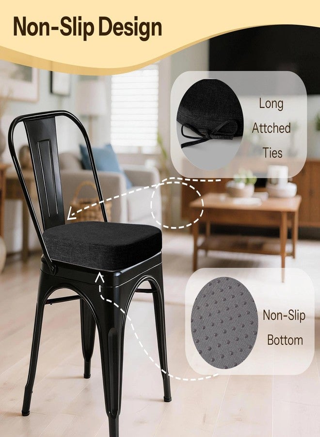 FlyGulls Metal Chair Cushions for Dining Chairs 2" Thick Kictchen Chair Cushions Non Slip Chair Pads with Ties for Metal Dining Chairs Set of 4 14" x 14" Black - Image 3