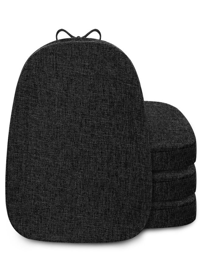 FlyGulls Metal Chair Cushions for Dining Chairs 2" Thick Kictchen Chair Cushions Non Slip Chair Pads with Ties for Metal Dining Chairs Set of 4 14" x 14" Black - Image 1