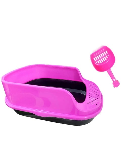 صندوق قمامة القطط مع مغرفة قمامة القطط صندوق قمامة كبير الحجم عالي الجودة سهل الحمل والتنظيف