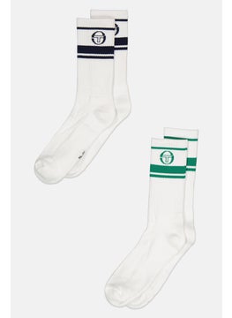 Men 2 Pair Brand Logo High Cut Socks, White