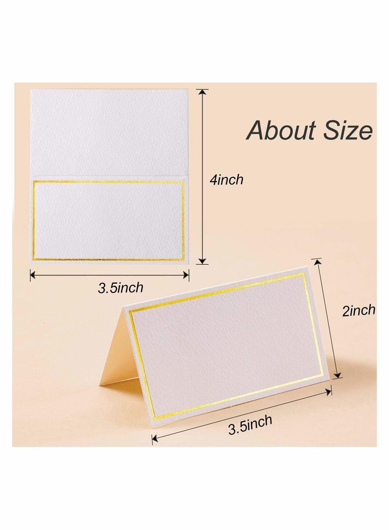 XiuWoo Premium Place Cards with Gold Foil Border, 100 Pcs Small Table Tent Cards, Escort Blank Fillable Banquet Seat Name Card Placecard for Wedding, Table, Dinner Parties, 2 x 3.5 Inches - Image 3