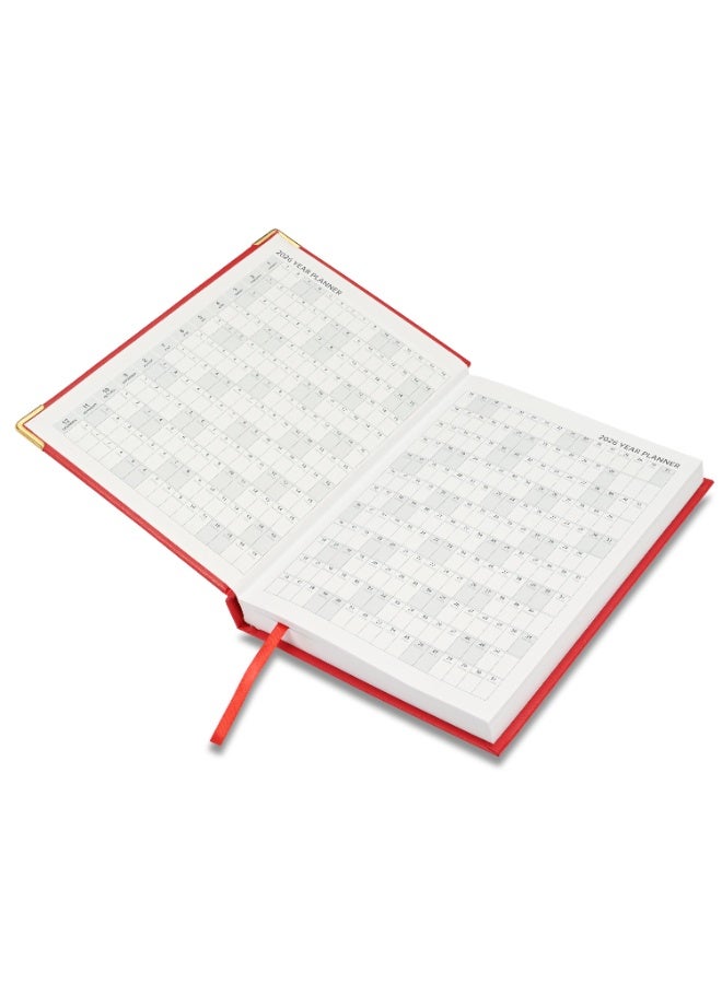 FIS مفكرة 2026، حجم A5 (148x210 مم)، غلاف صلب من مواد الفينيل، جانب واحد مبطن، زوايا ذهبية، إنجليزي، ورق أبيض 60 جرام، لون أحمر - FSDI22E26RE - Image 3