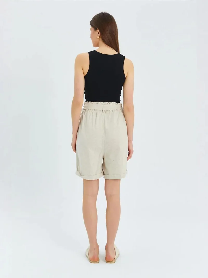 MixRay Mixray High-Waisted Cotton Drawstring Shorts