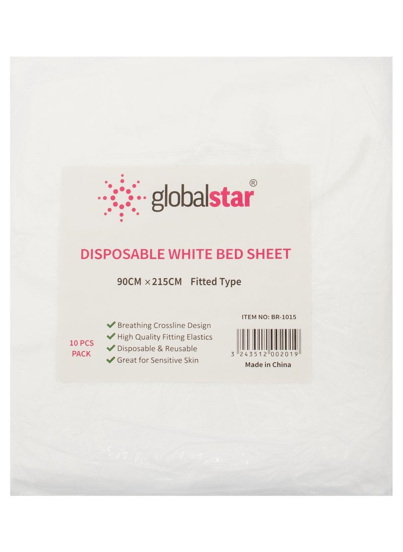 globalstar Global Star Durable White Bed Covers - 10-Pack Fitted Sheets (90x215cm)  - Image 2