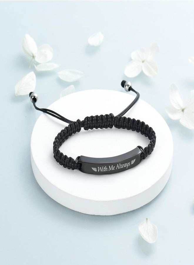 Imrsanl Cremation Bracelet for Ashes Adjustable Cremation Urn Bracelet Bangle for Ashes Stainless Steel Memorial Ashes Keepsake Jewelry for Men Women (Black-With Me Always) - Image 4