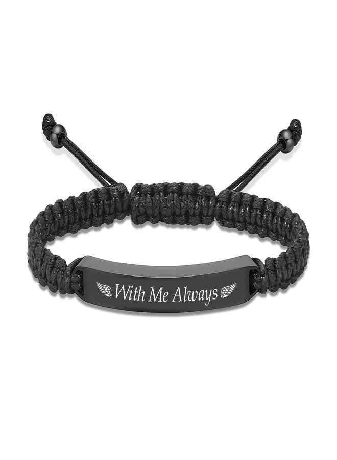Imrsanl Cremation Bracelet for Ashes Adjustable Cremation Urn Bracelet Bangle for Ashes Stainless Steel Memorial Ashes Keepsake Jewelry for Men Women (Black-With Me Always) - Image 1