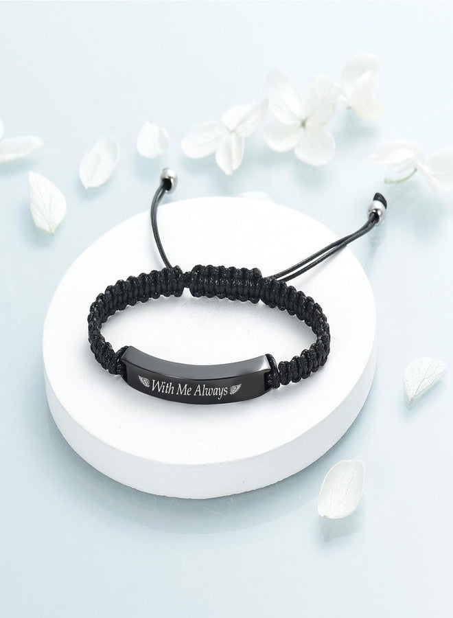Imrsanl Cremation Bracelet for Ashes Adjustable Cremation Urn Bracelet Bangle for Ashes Stainless Steel Memorial Ashes Keepsake Jewelry for Men Women (Black-With Me Always) - Image 3
