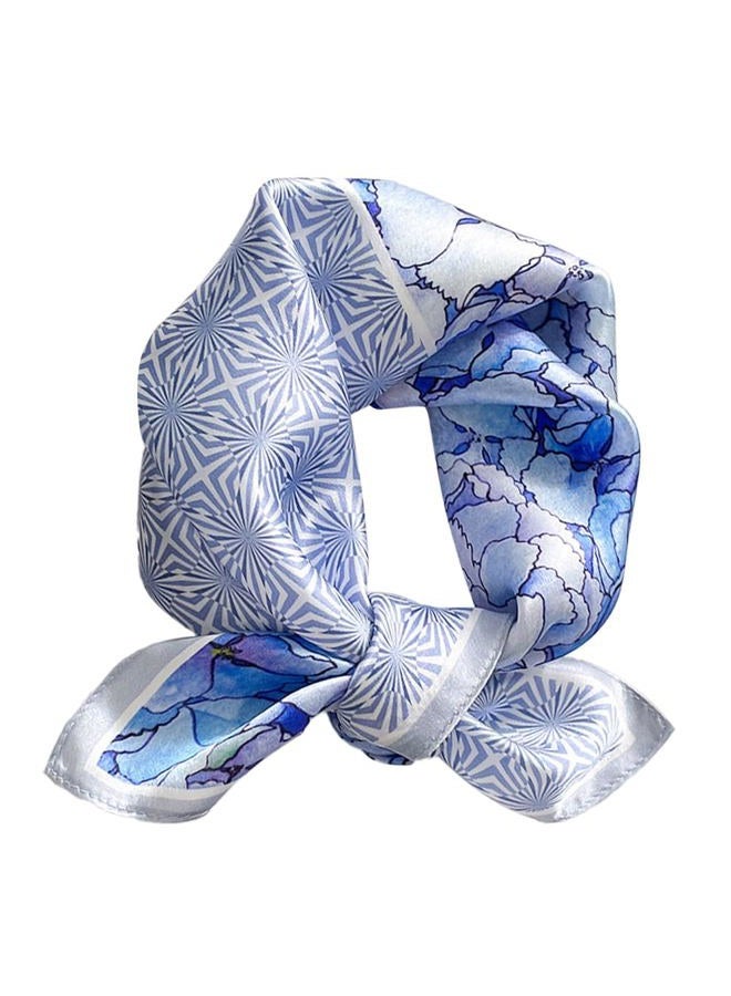 MEISEE 100% Mulberry Silk Scarfs Small Square Scarf 21" x 21" Neck Scarf Breathable Lightweight for Women Gift Packed-Light blue flowers - Image 1