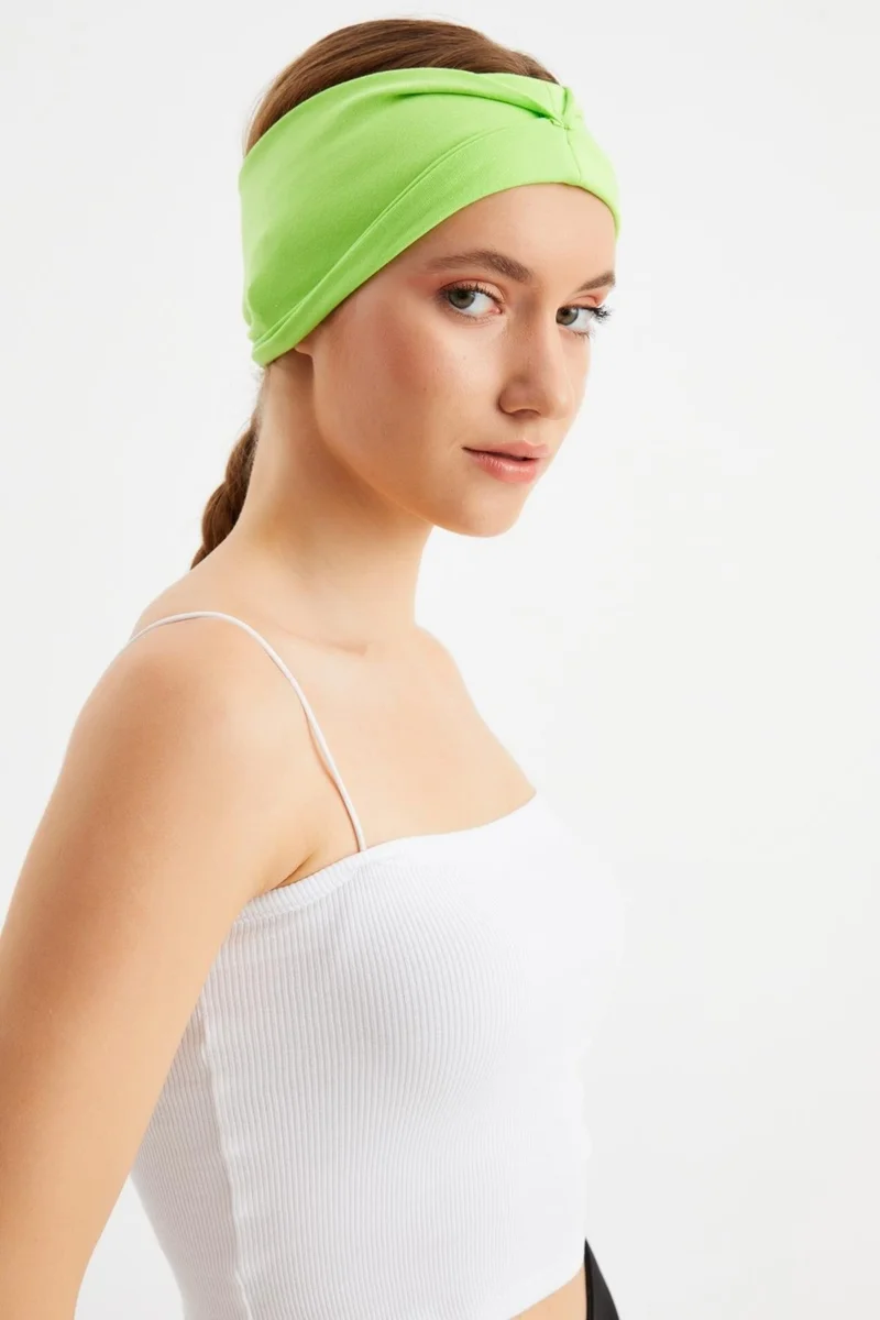 Butikgiz Pistachio Green Women's Double Sided Use Alternative, Combed Cotton, Non-Slip, Lightweight, Sports Hair Band Bandana