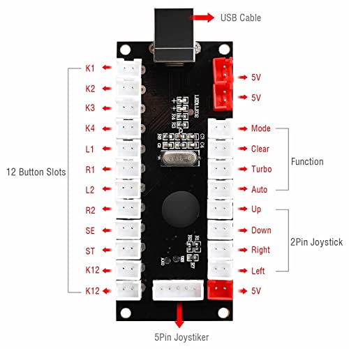 Guwarry 2-Player Zero Delay Generic Game Controller USB to Joystick for MAME & Raspberry Pi 1/2/3 RetroPie DIY Projects Support for SANWA Parts - Image 2