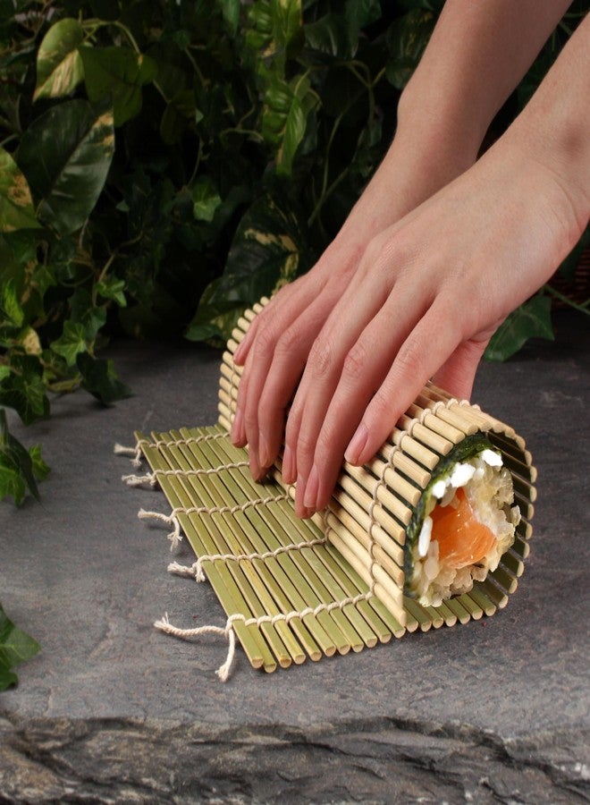 بامبو إم إن مجموعة أدوات صنع السوشي، حصيرة لف السوشي من الخيزران الأخضر، حصيرة سوشي من الخيزران الطبيعي، ملعقة أرز، أداة فرد الأرز - Image 5