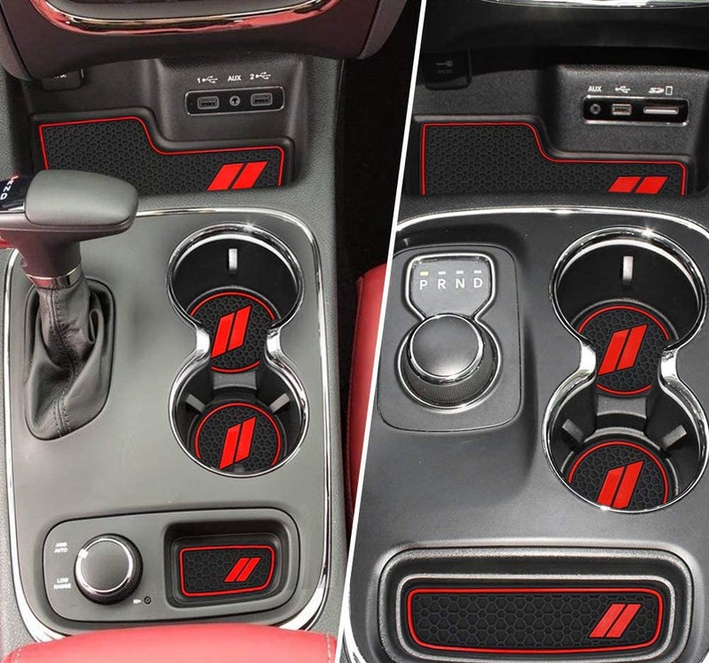 Auprite Anti Dust Mats for Durango Accessories 20142020 Custom fits Cup Holder Liners Mats Center Console Liners for Dodge Interior AccessoriesRed5Pcs