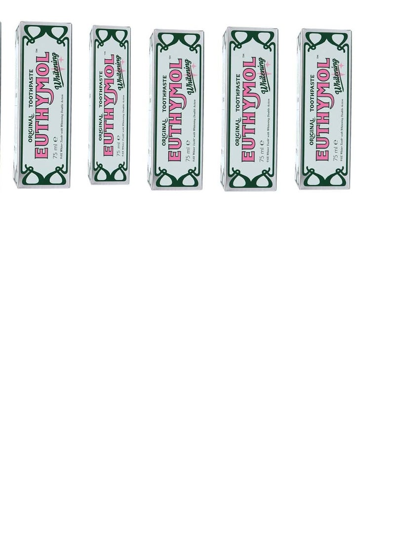Euthymol Whitening Toothpaste,Stain Removal in 2 Weeks, Long-Lasting Freshness for Sensitive Gum and Teeth. Bad Breath,Cavity Prevention,6X75ml,Pack of 6  - Image 1