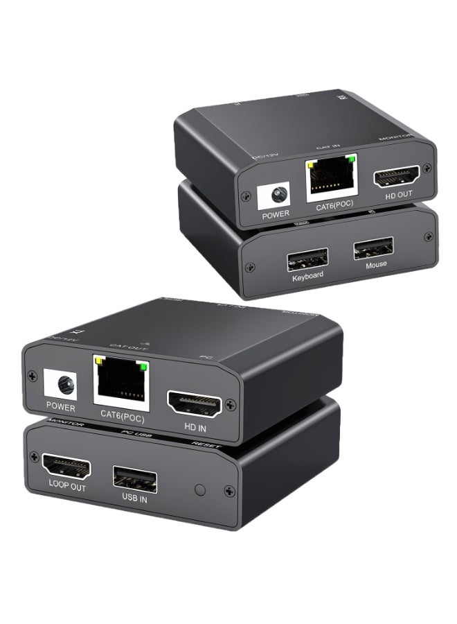 HDMI USB KVM Extender – 150M Over CAT 6/7 Ethernet – 1080P@60Hz – Low Latency – Keyboard & Mouse Support – POC Single Power Design - Image 1
