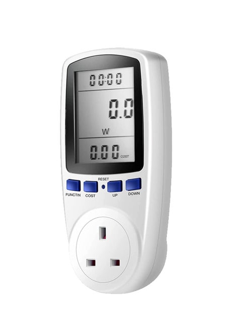 Electricity Consumption Monitor, Multifunction Power Meter, Energy Monitor, United Kingdom, Plug-in Power Consumption Meter, Energy Monitor, Watt kWh Analyzer with LCD Display for Home Hotel