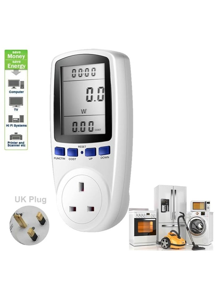 General - Electricity Consumption Monitor, Multifunction Power Meter, Energy Monitor, United Kingdom, Plug-in Power Consumption Meter, Energy Monitor, Watt kWh Analyzer with LCD Display for Home Hotel - Image 1