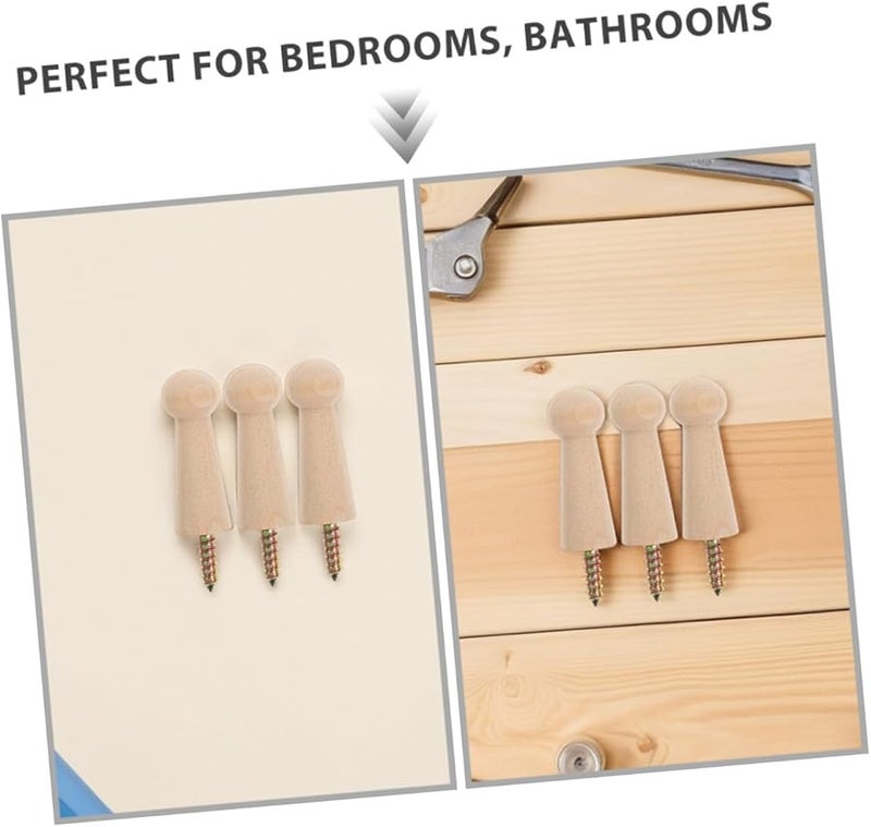 4Pcs Unfinished Wooden Wall Hooks Shaker Design for Hanging Coats Hats Towels - Image 4