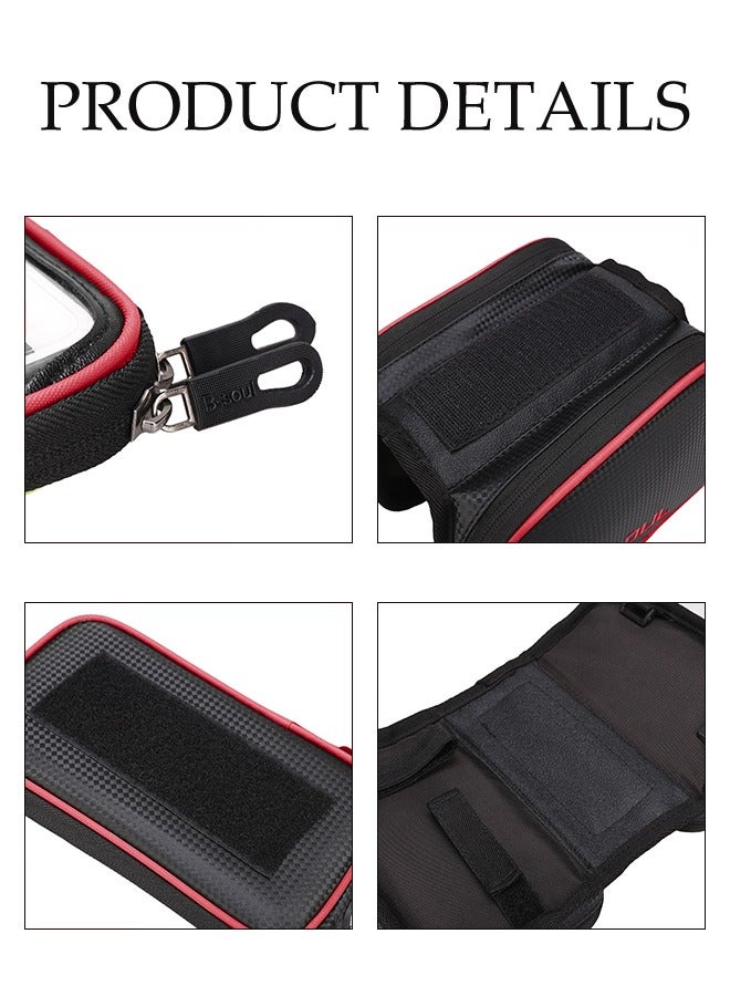 Generic Bicycle Front Holder Bag Waterproof Bicycles Phone Mount Holder Handlebars Bag Durable Large Capacity Cycling Front Beam Storage Sack Front Frame Multifunctional Bicycle Pannier Carrier Trunk Pan bag  - Image 2