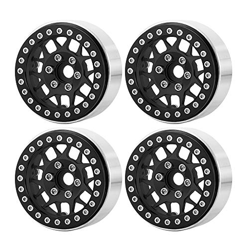 RCLIONS Aluminum Metal 19 Beadlock Wheels Rims for 110th Rock Crawler Car Axial SCX10 D90 TRX4 Pack of 4pcs1 Set Matte Black - Image 1