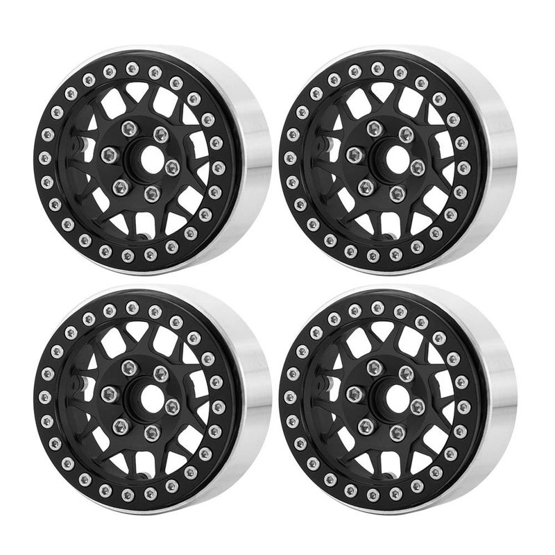 RCLIONS Aluminum Metal 19 Beadlock Wheels Rims for 110th Rock Crawler Car Axial SCX10 D90 TRX4 Pack of 4pcs1 Set Matte Black - Image 3