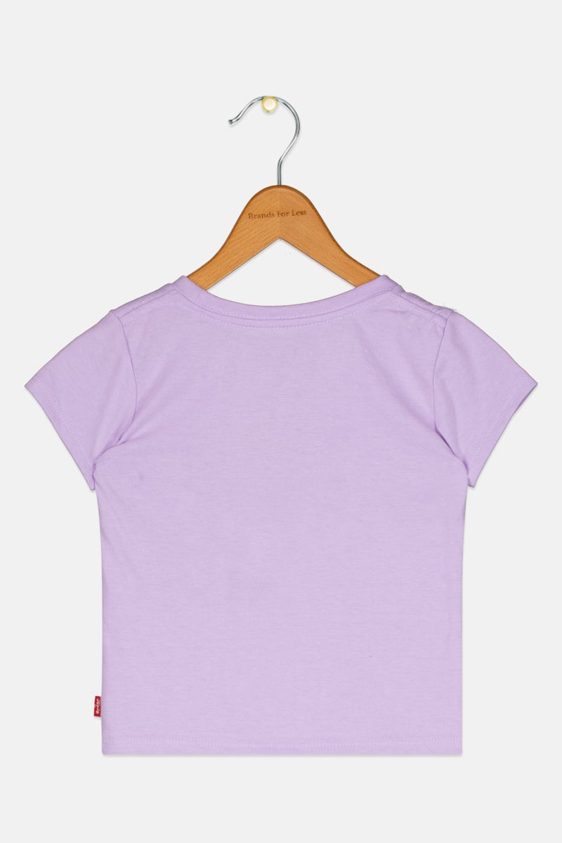 Levi's تي شيرت قصير الأكمام للبنات، مطبوع برسومات، بنفسجي - Image 2