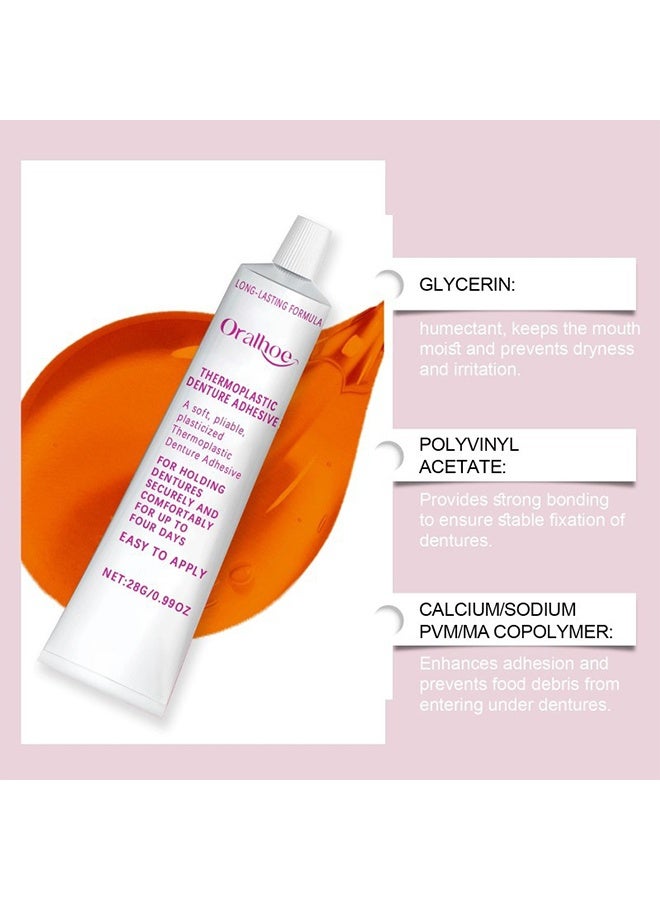 أورالحوي لاصق أسنان حرارية بلاستيكية طويلة الأمد 28 غرام ، لاصقات أسنان ثابتة لإعادة تجهيز وتشديد أسنان فضفاضة ، عقد أسنان لفترة تصل إلى 4 أيام ، سهلة التطبيق ، خالية من الزنك - Image 4